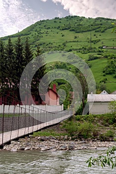 Zakarpattya landscape in Ukraine with bridge