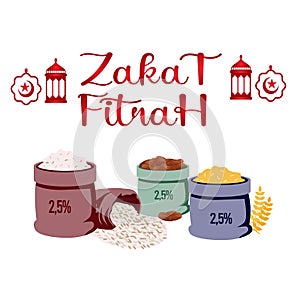 Zakat Fitrah Vector Design Illustration