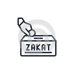 zakat icon vector from ramadan concept. Thin line illustration of zakat editable stroke. zakat linear sign for use on web and