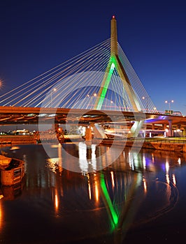 Zakim Bridge at Night photo