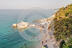 Zakynthos, Greece 25 July 2023. Summer at Xigia beach in Zakynthos island in Greece with people enjoying vacations.