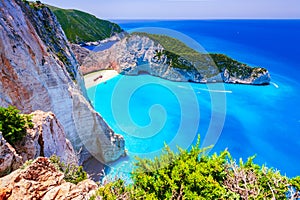 Zakynthos, Greece. Famous Navagio Beach, Greek Islands