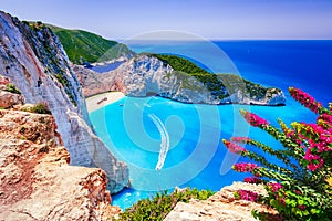 Zakynthos, Greece. Famous Navagio Beach, Greek Islands