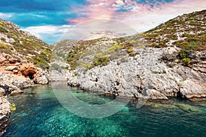 Zakynthos, Greece. Ionian sea lagoon at Porto Limnionas Beach