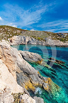 Zakynthos, Greece. Ionian sea lagoon at Porto Limnionas Beach