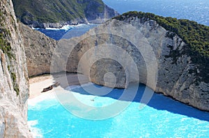 Zakynthos, Greece. Navagio Beach with shipwreck on Zakynthos island