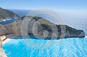 Zakynthos, Greece. Navagio Beach with shipwreck on Zakynthos island