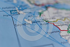 Zakynthos on map photo
