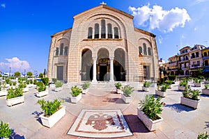 Zakynthos town central parc Church. Zante town.