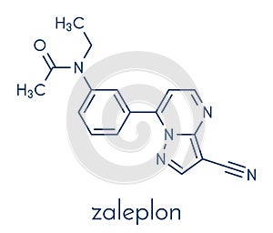 Zaleplon hypnotic drug molecule sleeping pill. Skeletal formula. photo