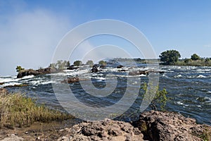 Zambezi River Channeling into Victoria Falls, Zambia