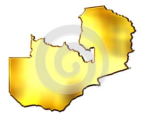 Zambia 3d Golden Map