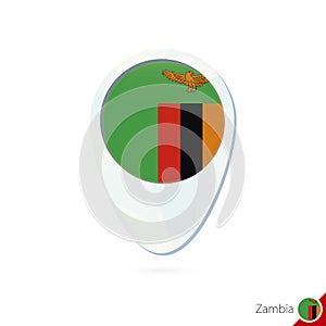 Zambia flag location map pin icon on white background