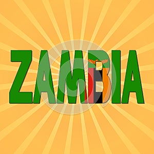 Zambia flag text with sunburst illustration