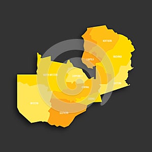 Zambia political map of administrative divisions