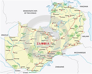 Zambia road and national park map