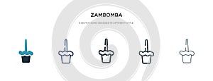 Zambomba icon in different style vector illustration. two colored and black zambomba vector icons designed in filled, outline,