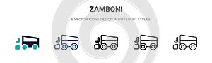 Zamboni icon in filled, thin line, outline and stroke style. Vector illustration of two colored and black zamboni vector icons photo
