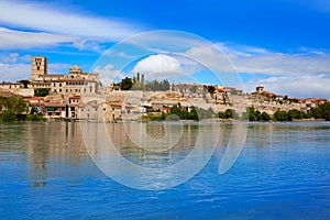 Zamora skyline by Duero river of Spain