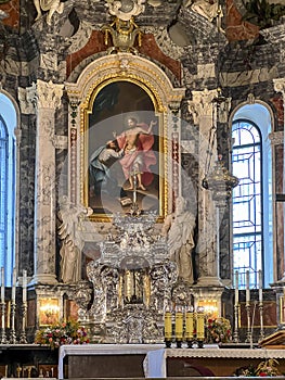 Zamosc, Poland, September 3, 2023: Interior of the Cathedral of the Resurrection of the Lord and Saint Thomas the Apostle. The