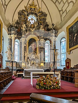 Zamosc, Poland, September 3, 2023: Interior of the Cathedral of the Resurrection of the Lord and Saint Thomas the Apostle. The