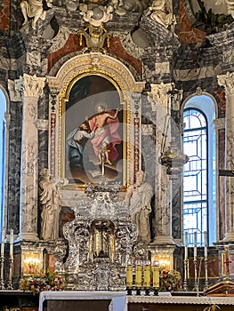 Zamosc, Poland, September 3, 2023: Interior of the Cathedral of the Resurrection of the Lord and Saint Thomas the Apostle. The