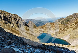 Zamrznute pleso lake on Bielovodska dolina valley in Vysoke Tatry mountains in Slovakia