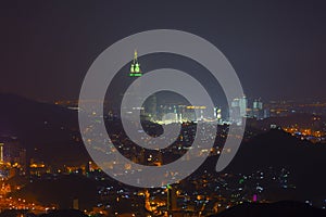 Zamzam Tower during night in Mecca ,Saudi ,Arabia.