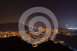 Zamzam Tower during night in Mecca ,Saudi ,Arabia.