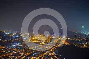 Zamzam Tower during night in Mecca ,Saudi ,Arabia.