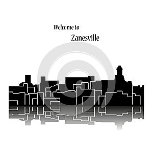 Zanesville, Ohio city silhouette