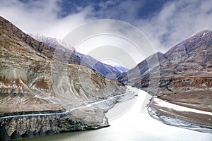 Zanskar and Indus river meeting point photo