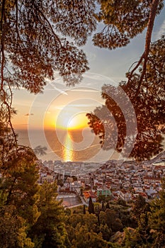 Zante town during sunrise on Zakynthos island in Greece