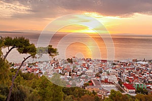 Zante town during sunrise on Zakynthos island in Greece