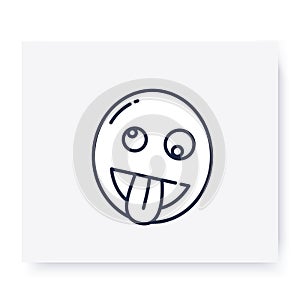 Zany face line icon. Editable illustration photo