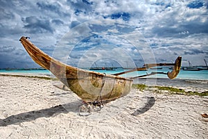 Zanzibar boat on the beach. photo