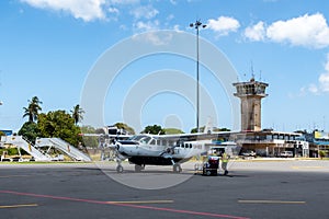Zanzibar International Airport apron with Cessna 208 Caravan of Coastal Air, Tanzania