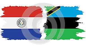 Zanzibar and Paraguay grunge flags connection vector