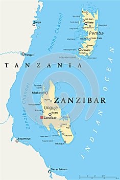 Zanzibar Political Map photo