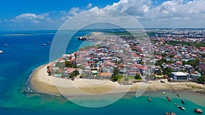 Zanzibar Stone Town coastline aerial view Tanzania