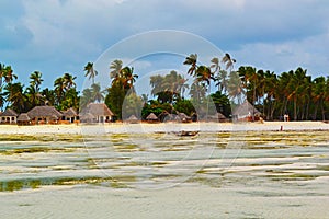 Zanzibar view-beach,ocean,sky and beach houses