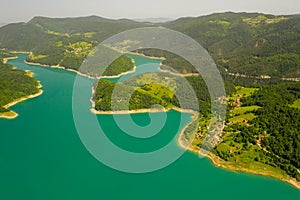 Zaovine lake view from Tara mountain in Serbia