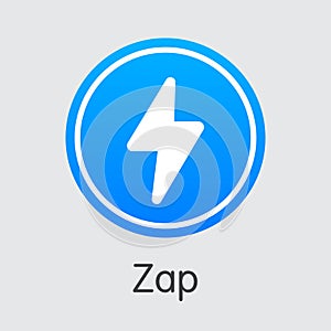 Zap Blockchain Cryptocurrency. Vector ZAP Sign Icon.
