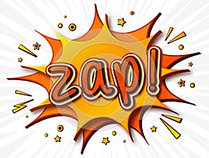 Zap. Comic orange banner. Cartoonish speech bubble photo