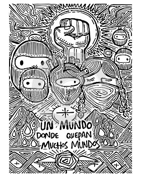 Zapatists mexican soldiers illustration photo