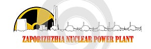 Zaporizhzhia nuclear power plant, vector ilustration with nuclear symbol