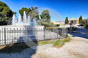 Zappeion Megaron in Athens with fountain, Greece