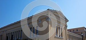 Zappeion Megaron facade, Greece national monument, Athens landmark. Classical view detai, side view