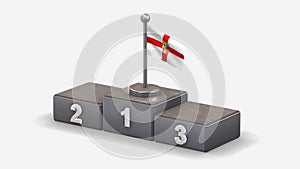 Zaragoza 3D waving flag illustration on winner podium.