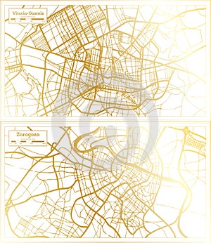 Zaragoza and Vitoria Gasteiz Spain City Map Set